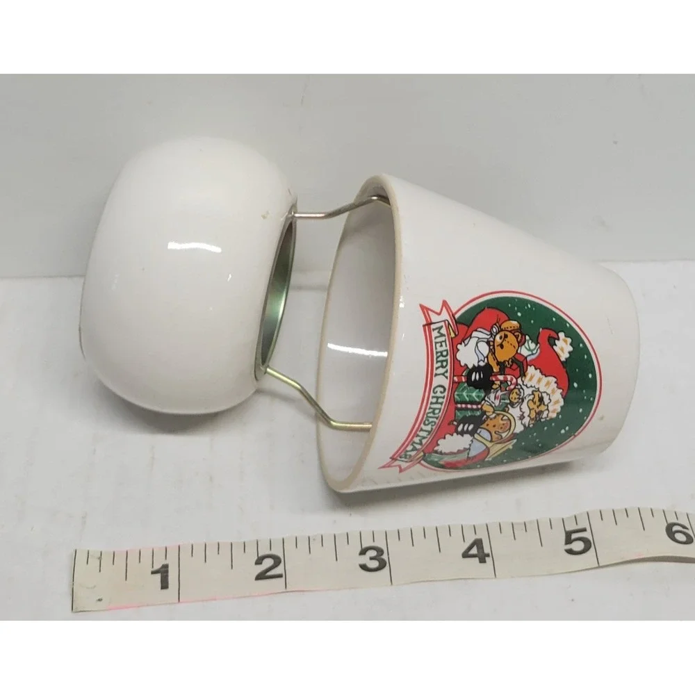 Vintage Ceramic Merry Christmas Santa Teddy Bear Tea‎ Light Candle Holder Lamp